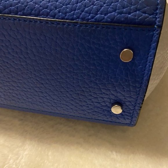 Kate Spade Blue And White Pebbled Leather Crossbody Purse With Handles - Picture 9 of 12